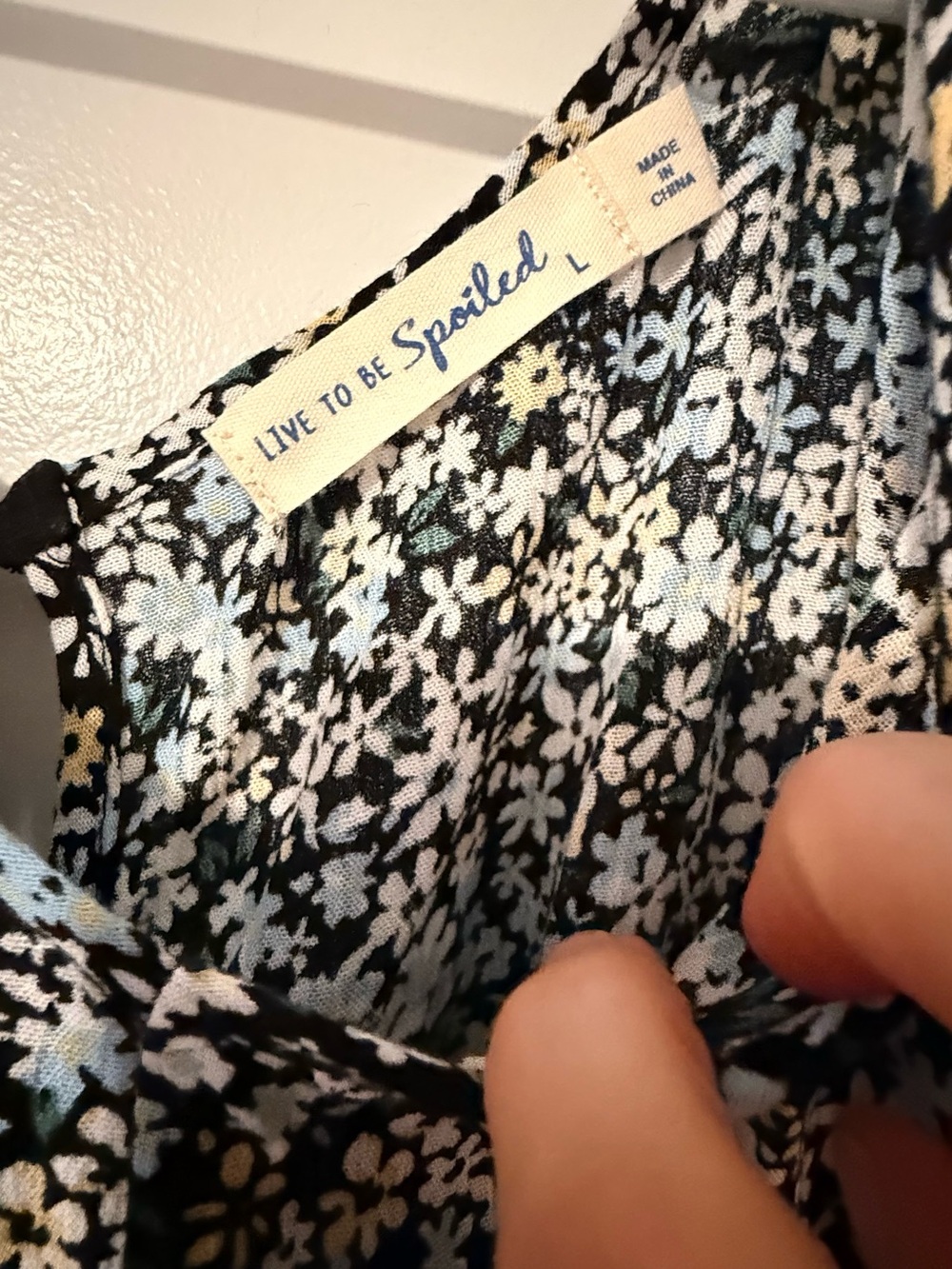 Black and Light Blue Floral Long-Sleeve Maxi Dress - Picture 3 of 8